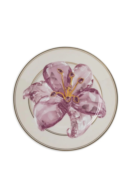  Swarovski Flower-print Plate - Neutrals 