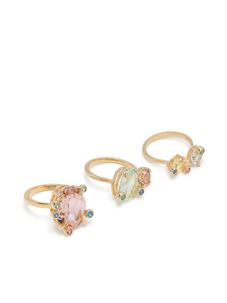  Swarovski Gema Rings (set Of Three) - Gold 