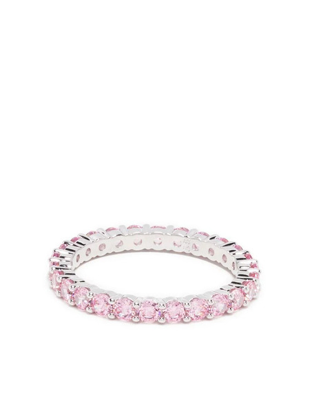  Swarovski Round Cut Gem Embellished Ring - Silver 