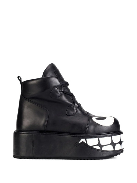  Swear Smiley Platform Ankle Boots - Black 