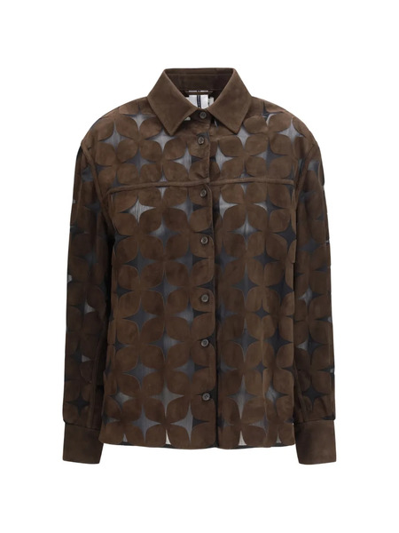  S.w.o.r.d 6.6.44 Flower-appliqué Suede Jacket - Brown 