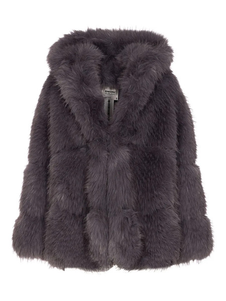  Sword Hooded Faux-fur Coat - Grey 