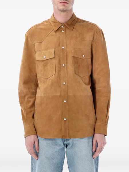  Sword Pocket Leather Overshirt - Brown 