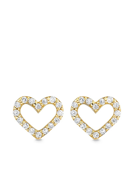  Sydney Evan 14k Yellow Gold Open Heart Diamond Stud Earrings 