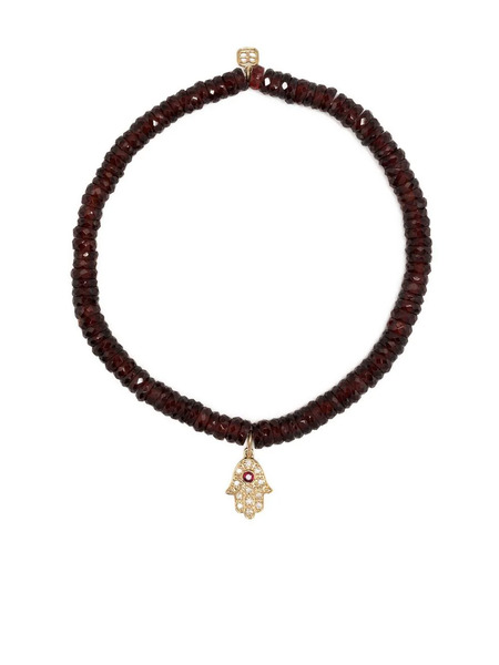  Sydney Evan 14kt Yellow Gold Garnet Beaded Bracelet - Red 