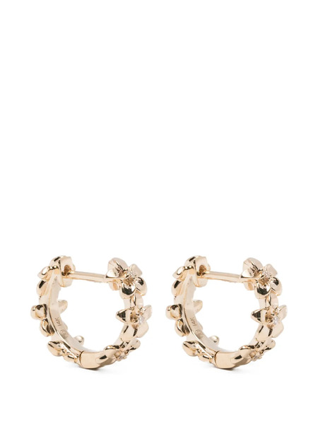  Sydney Evan Tiny Plumeria Diamond Huggie Hoops - Gold 