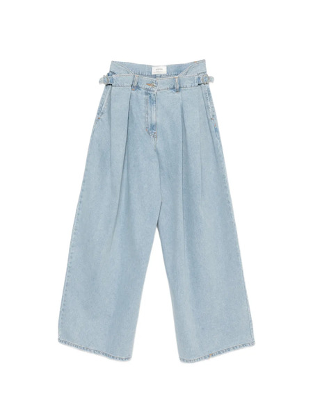  System Pleated Button-fastening Jeans - Blue 