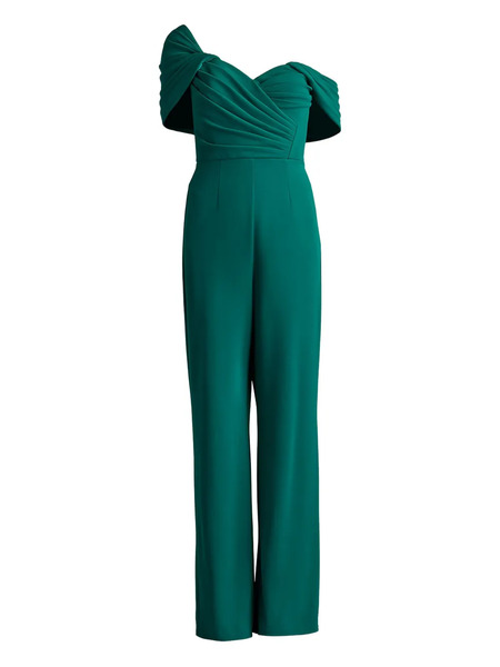  Tadashi Shoji Draped Off-shoulder Jumpsuit - Emerald 