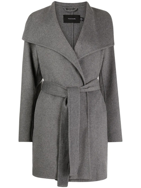  Tahari Wrap-design Belted Coat - Grey 