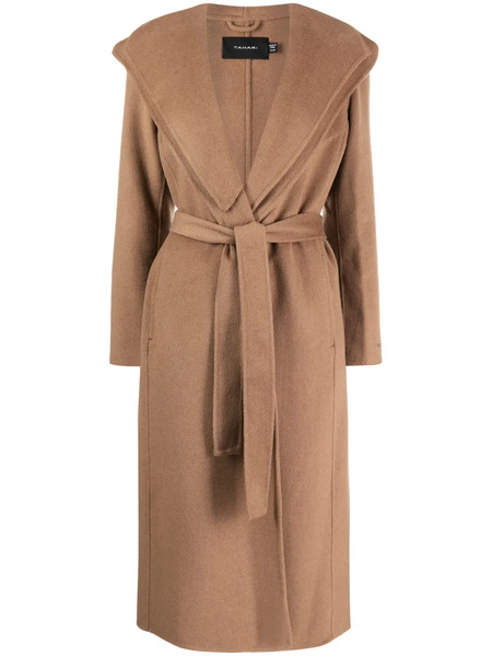  Tahari Wrap-design Belted Maxi Coat - Brown 