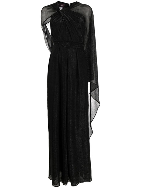  Talbot Runhof Cape Wide-leg Jumpsuit - Black 