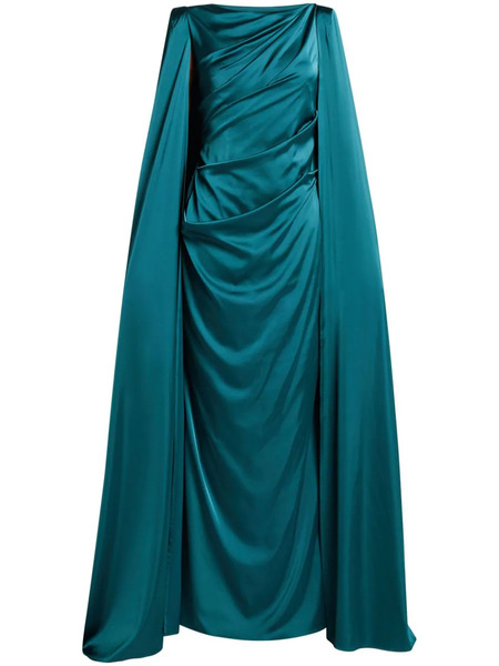  Talbot Runhof Draped Cape Dress - Green 