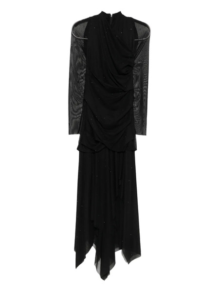  Talbot Runhof Draped Long-sleeve Dress - Black 