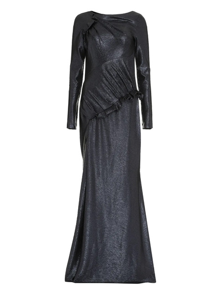  Talbot Runhof Draped Ruffled Maxi Dress - Black 