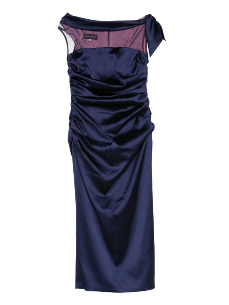  Talbot Runhof Draped Satin Dress - Blue 