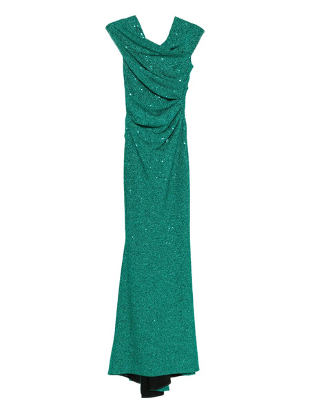  Talbot Runhof Draped Sequin-embellished Dress - Green 
