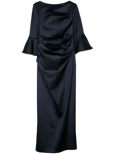  Talbot Runhof Gathered Duchess-satin Gown - Blue 