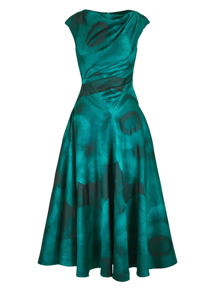  Talbot Runhof Jacquard Draped Dress - Green 