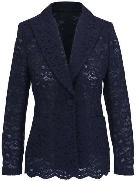  Talbot Runhof Lace-panelled Blazer - Blue 