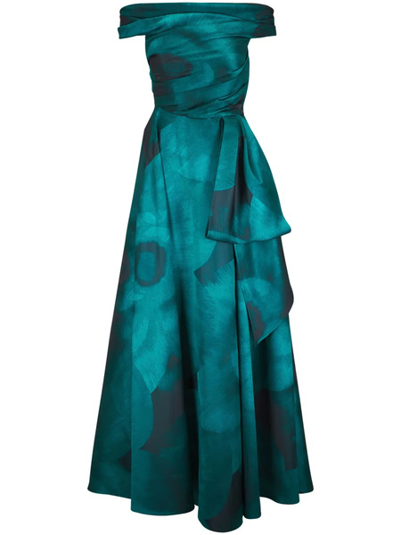  Talbot Runhof Lisianthus Jacquard Gown - Green 