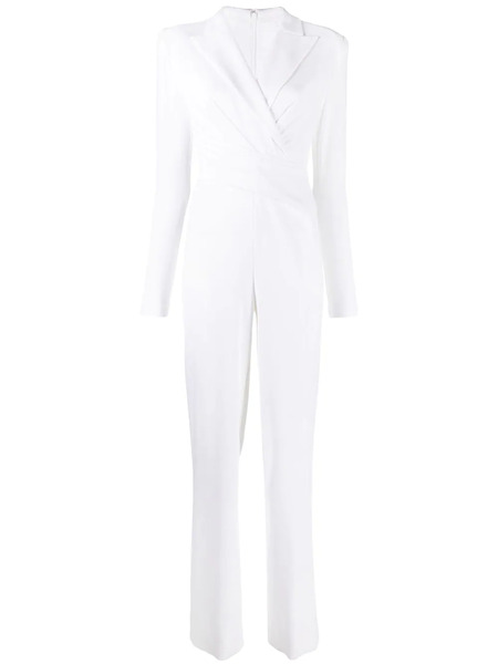  Talbot Runhof Long-sleeve Wrap-design Jumpsuit - Black 