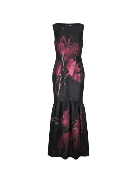  Talbot Runhof Monarchy1 Floral Ruffled Maxi Dress - Black 