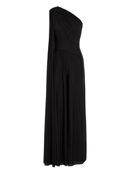  Talbot Runhof One-shoulder Draped Jumpsuit - Black 