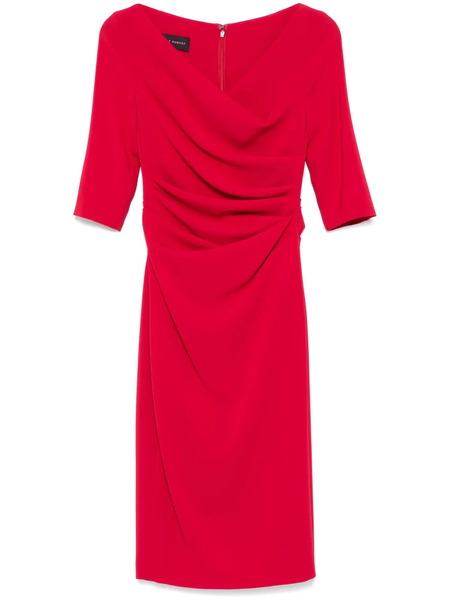  Talbot Runhof Ruched Midi Dress - Red 