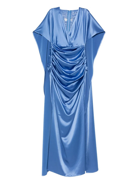  Talbot Runhof Satin Draped Dress - Blue 