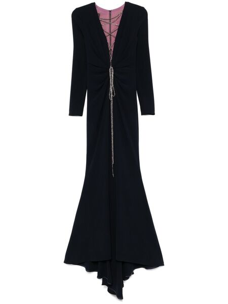  Talbot Runhof V-neck Gown - Blue 