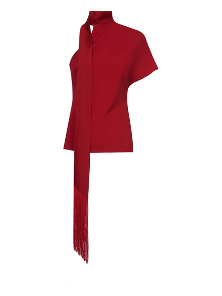  Taller Marmo Absinthe Fringed One-shoulder Blouse - Red 