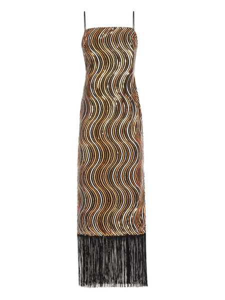  Taller Marmo Hemingway Disco Fringed Sequin-embellished Midi Dress - Gold 