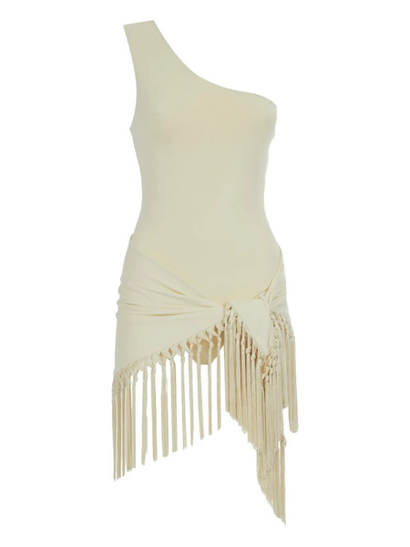  Taller Marmo One-shoulder Fringe Swimsuit - Neutrals 