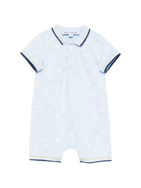 Tartine Et Chocolat Bird-pattern Romper - Blue 