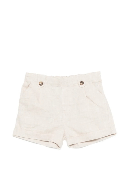  Tartine Et Chocolat Buttoned Linen Shorts - Neutrals 