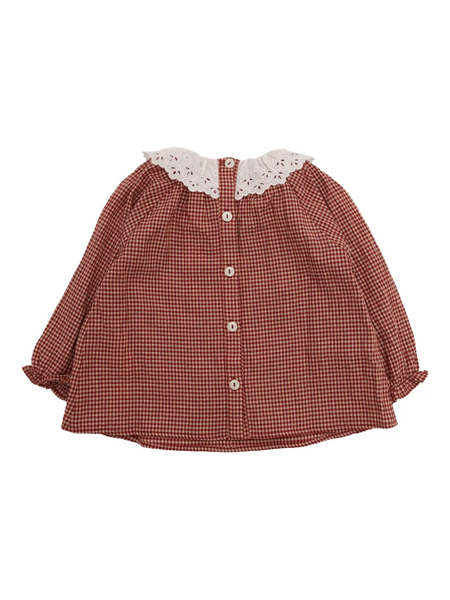  Tartine Et Chocolat Check Trimmed Blouse - Brown 