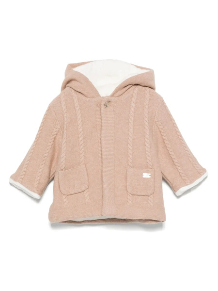  Tartine Et Chocolat Knitted-texture Hooded Jacket - Neutrals 