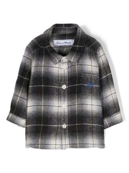  Tartine Et Chocolat Logo-patch Checked Shirt - Blue 