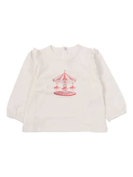  Tartine Et Chocolat Ruffled Graphic T-shirt - White 