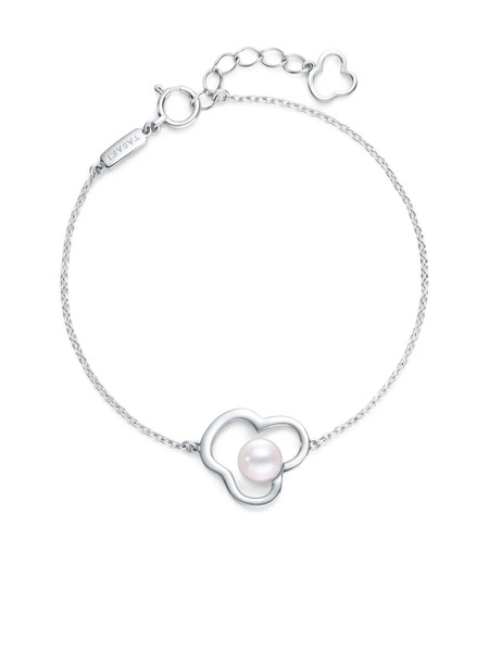  Tasaki 18k White Gold Collection Line Chants Signature Akoya Pearl Bracelet - Silver 