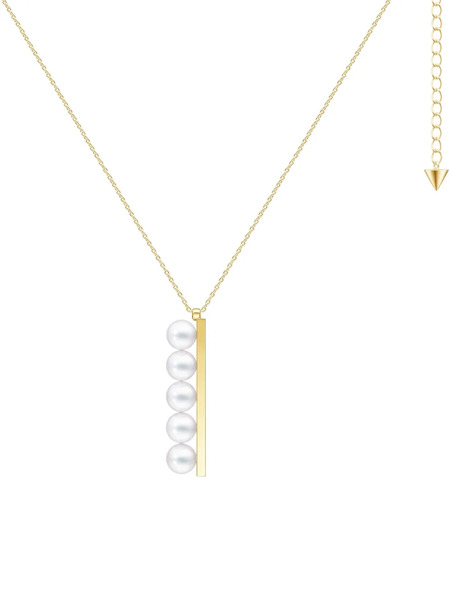  Tasaki 18k Yellow Gold Collection Line Balance Plus Akoya Pearl Pendant 