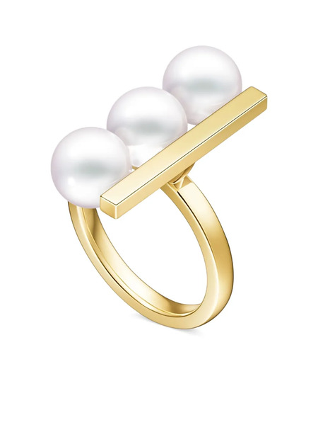  Tasaki 18k Yellow Gold Collection Line Balance Plus Neo Akoya Pearl Ring 