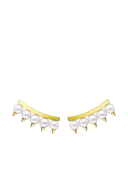  Tasaki 18k Yellow Gold Collection Line Danger Pearl Plus Earrings 