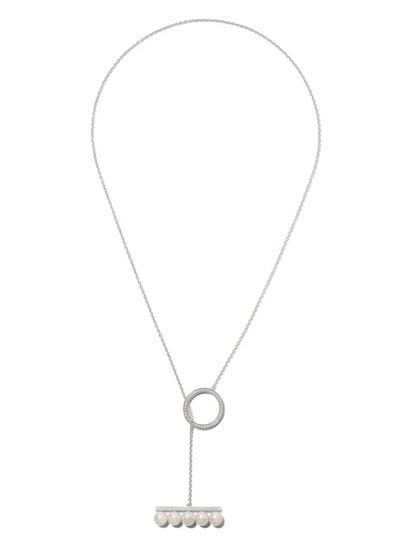  Tasaki 18kt White Gold Collection Line Balance Divine Pearl And Diamond Pave Pendant - Silver 
