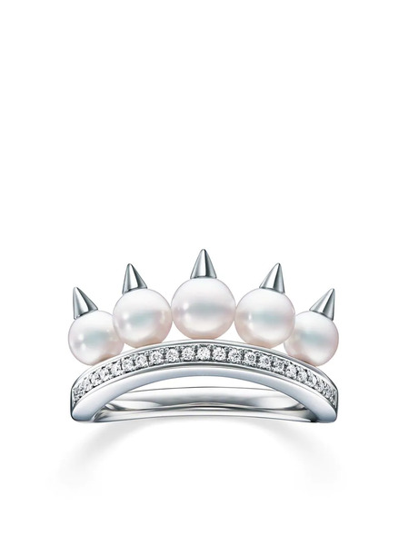  Tasaki 18kt White Gold Collection Line Danger Plus Diamond Pavé Ring - Silver 