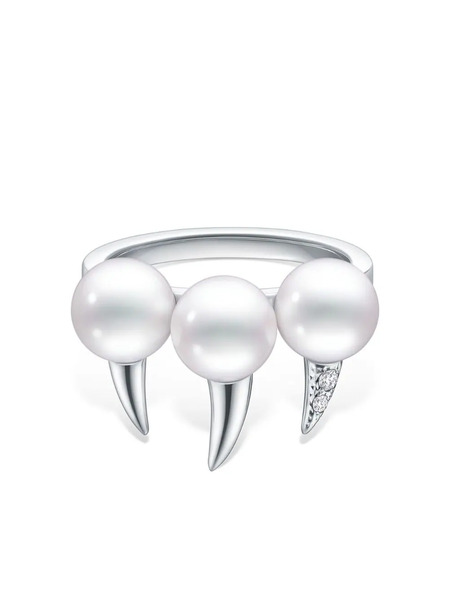 Tasaki 18kt White Gold Danger Fang Pearl And Diamond Ring - Silver 