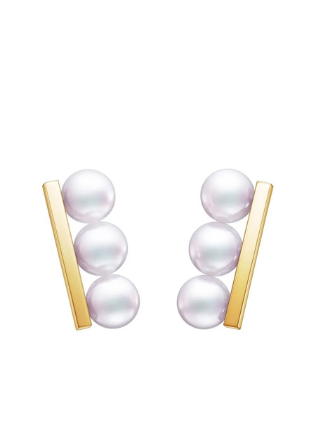  Tasaki 18kt Yellow Gold Collection Line Balance Neo Akoya Pearl Earrings 