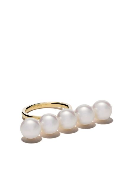  Tasaki 18kt Yellow Gold Collection Line Balance Signature Ring 