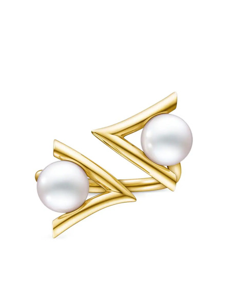  Tasaki 18kt Yellow Gold Collection Line Danger Claw Pearl Ring 