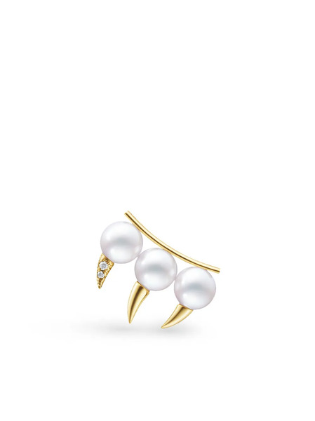  Tasaki 18kt Yellow Gold Danger Fang Pearl Earring 
